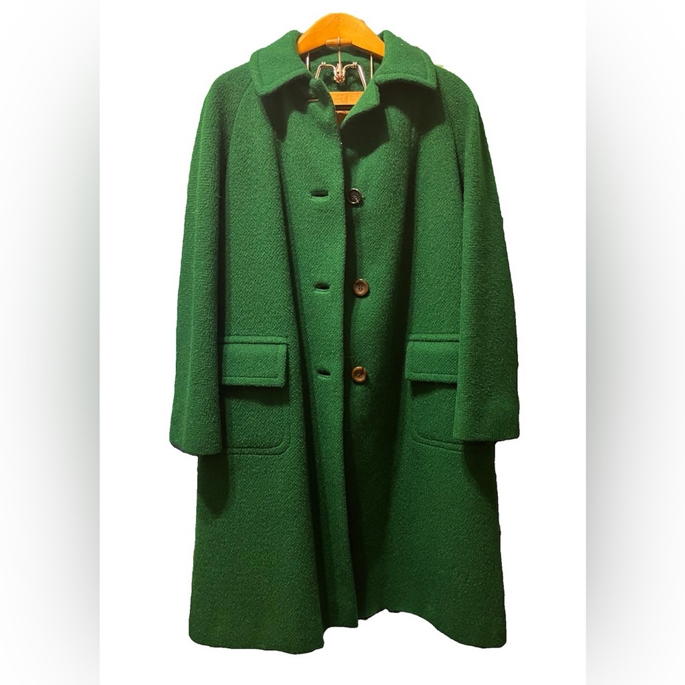 *SOLD* Vintage 50’s 60’s Kelly Green Long Wool Ladies Coat Jacket EUC STUNNING!